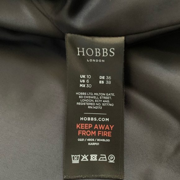 SIZE M HOBBS LONDON TEXTURED NAVY CROPPED BLAZER JACKET 3/4 SLEEVE - Picture 10 of 12